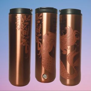 🎄NEW-Starbucks 2021 Holiday Stainless Steel Mermaid Siren Rose Gold 16oz🎄